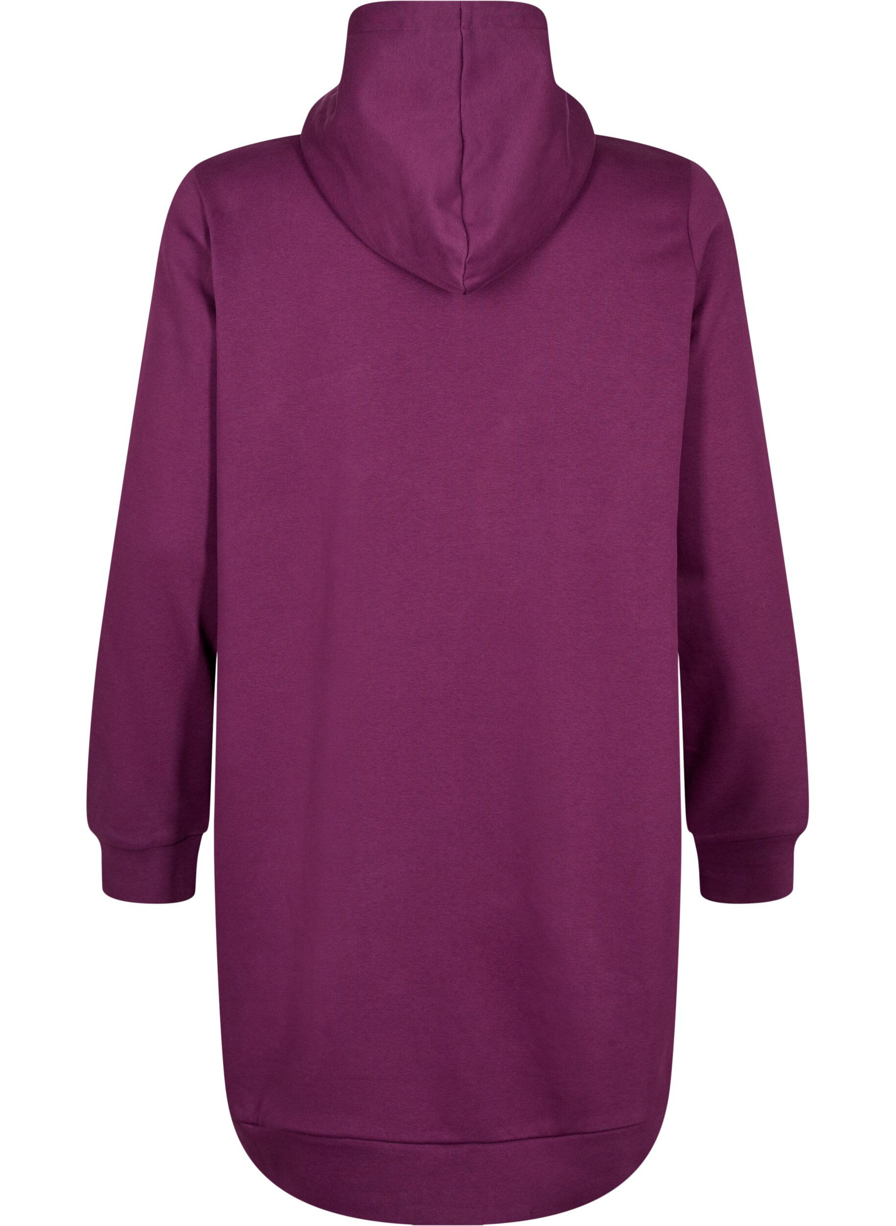 Zizzi Sportieve sweatshirtjurk met capuchon, Pickled Beet/SilverP, Packshot image number 1