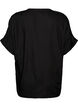 Viscose blouse met korte mouwen en rimpeldetail, Zwart, Packshot image number 1