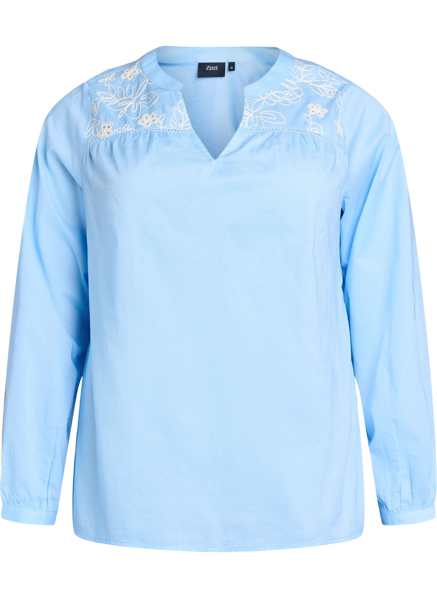 Zizzi Blouse met borduursels, Blauw, Packshot image number 0