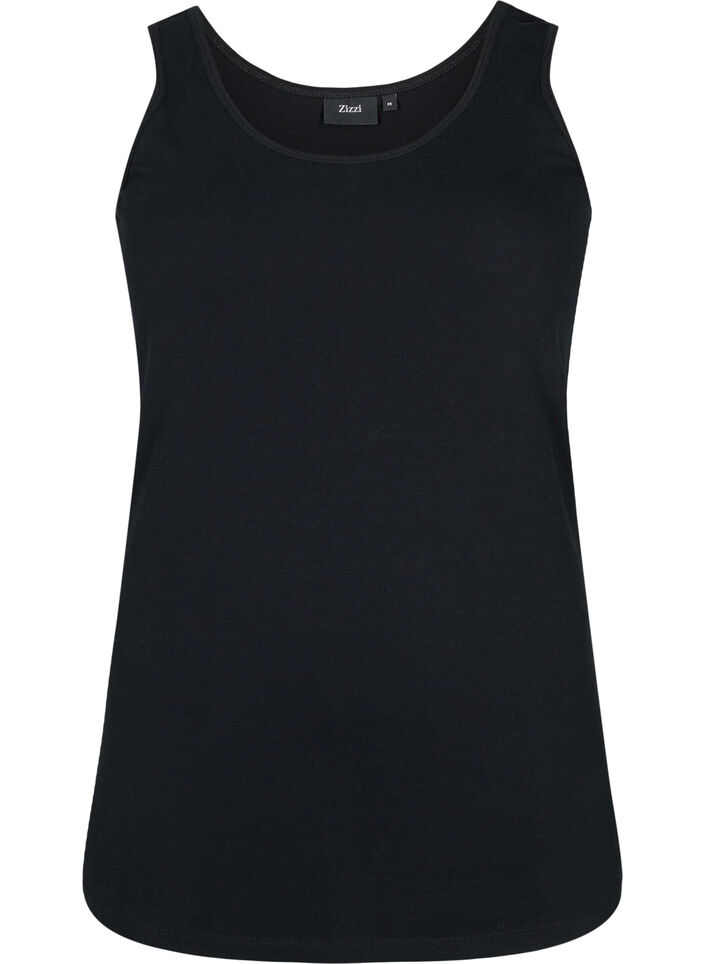 Effen gekleurd basic top in katoen, Zwart, Packshot