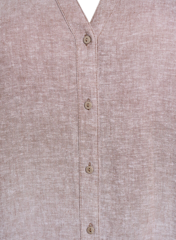 Lang shirt in linnen en viscose, Bruin, Packshot image number 2