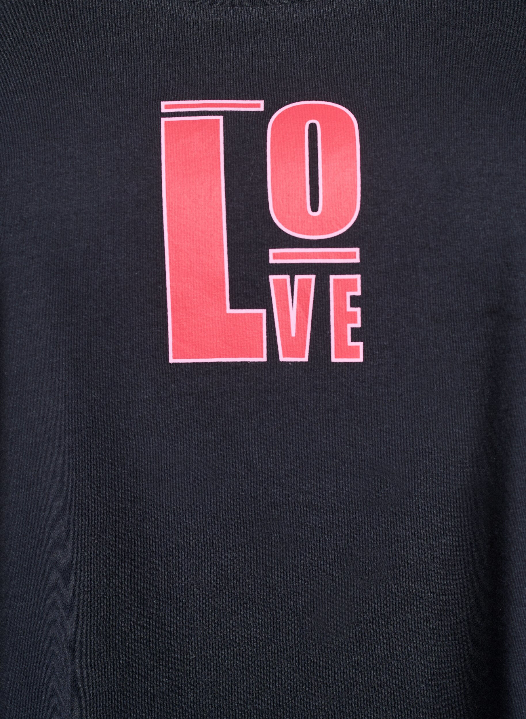 Zizzi Lang nachthemd-T-shirt in biologisch katoen met print, Grijs, Packshot image number 2