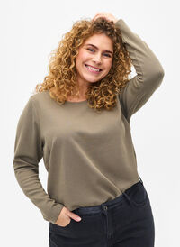 A-lijn blouse met textuur, Greige, Model
