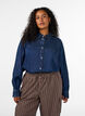 Denim blouse van lyocell met drukknopen, Blauw, Model image number 0