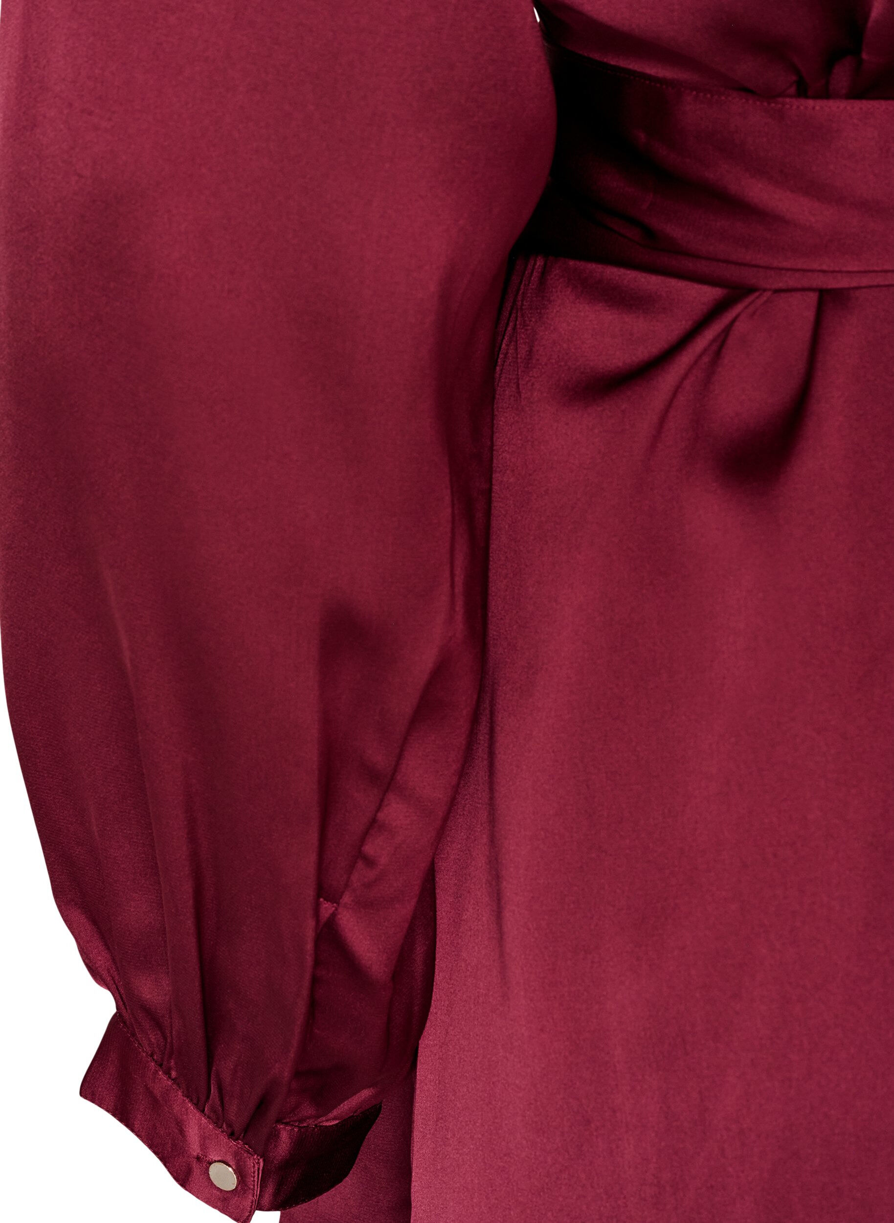 ZizziKorte satijnen jurk met wikkeldesign, Rood, Packshot image number 3
