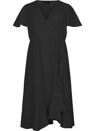 Midi-jurk met vleermuismouwen, Black, Packshot image number 0
