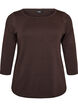 Basic T-shirt met boothals en 3/4-mouwen, Bruin, Packshot image number 0