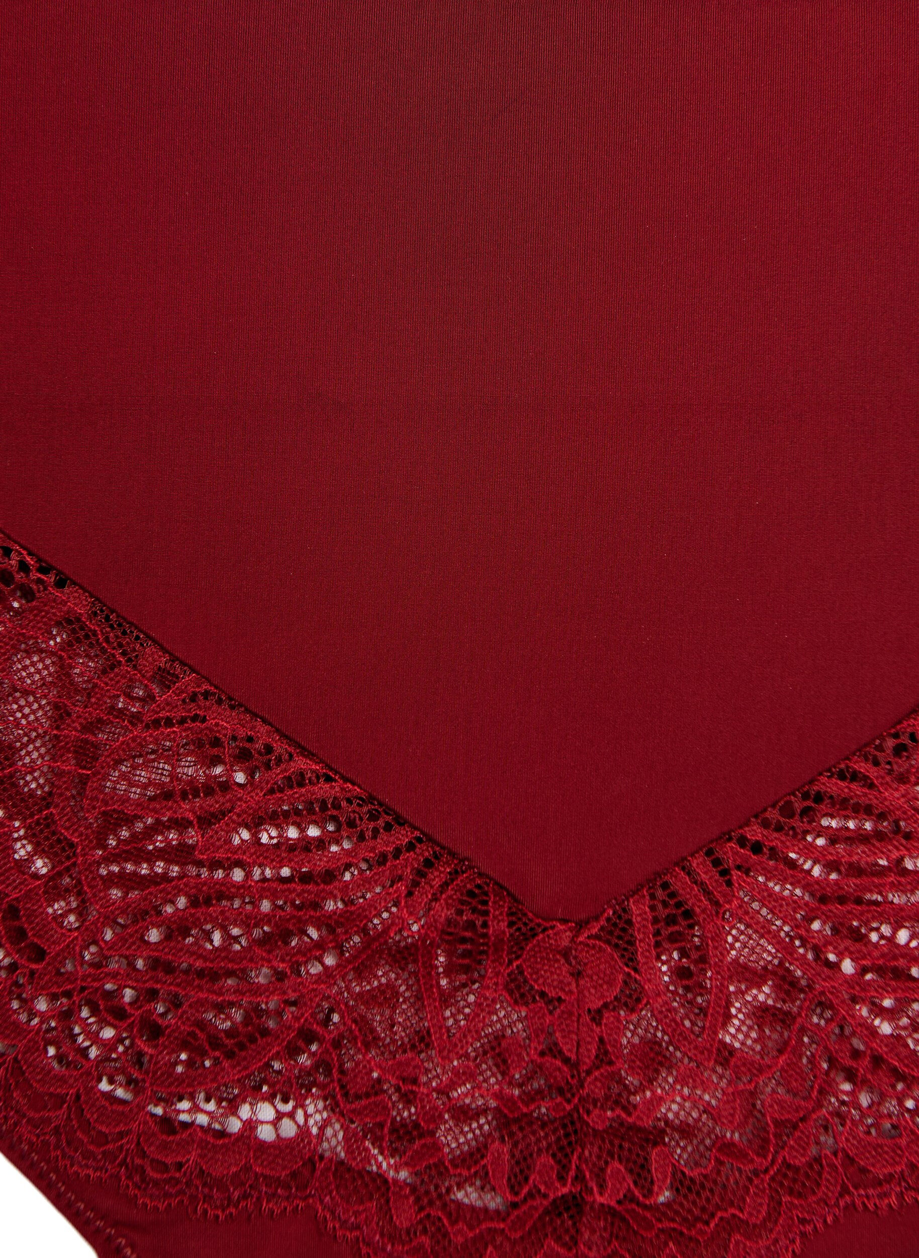 ZizziHipsterstring met hoge taille en kant, Rood, Packshot image number 2