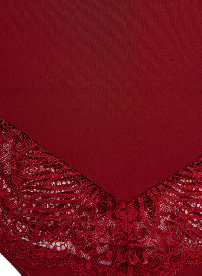 Hipsterstring met hoge taille en kant, Rood, Packshot image number 2