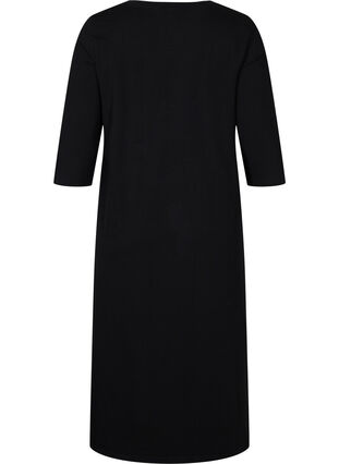 Katoenen midi-jurk met split, Black, Packshot image number 1