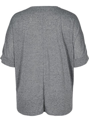 Gemêleerde blouse met korte mouwen, Black Mel., Packshot image number 1