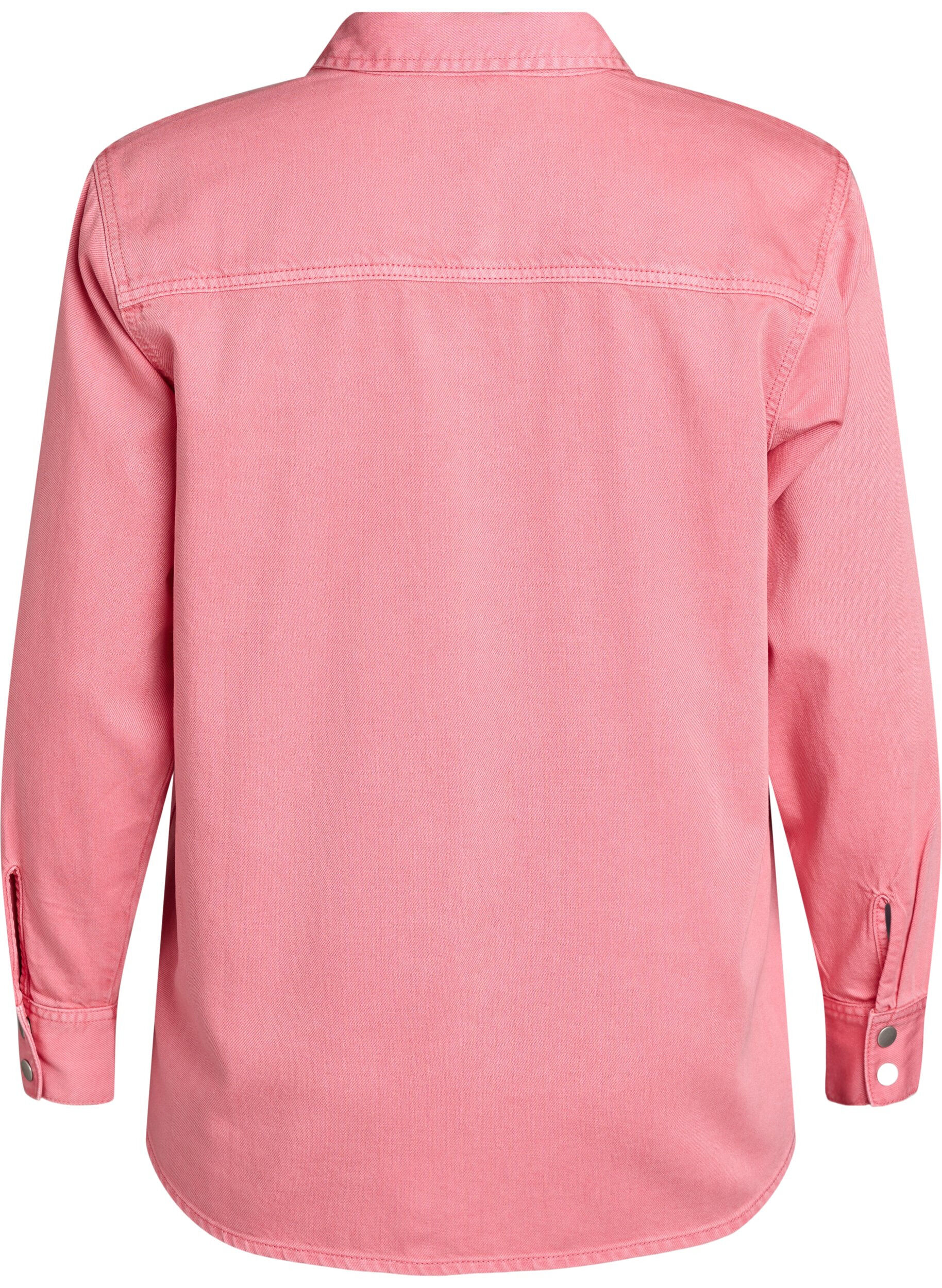 Zizzi Spijkerblouse met borstzakken, Roze, Packshot image number 1