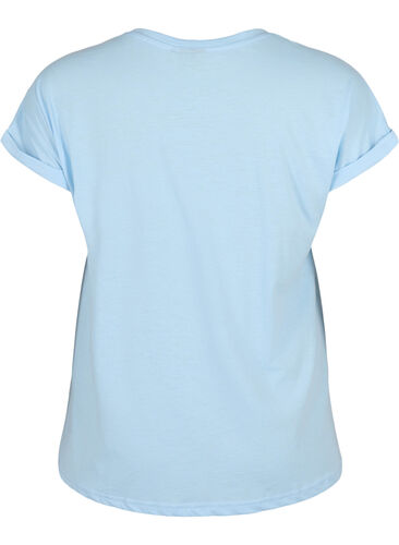 T-shirt met korte mouwen van katoenmix, Chambray Blue , Packshot image number 1