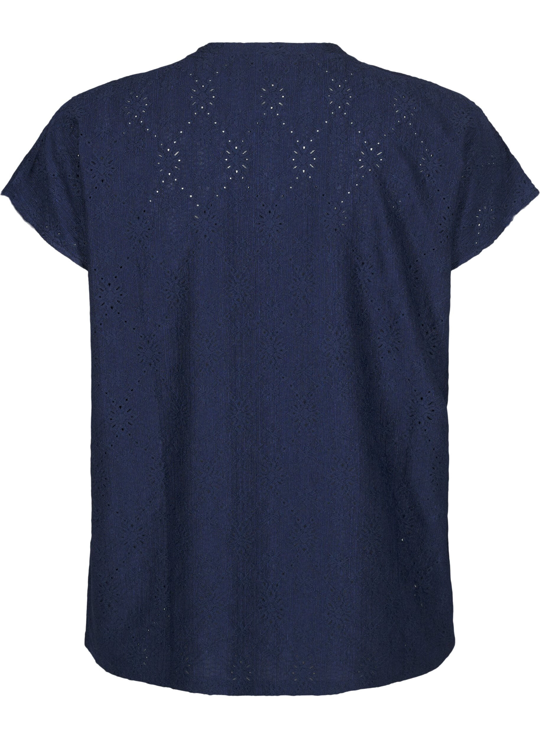 Zizzi Blouse met korte mouwen en bloemenborduursel, Naval Academy, Packshot image number 1