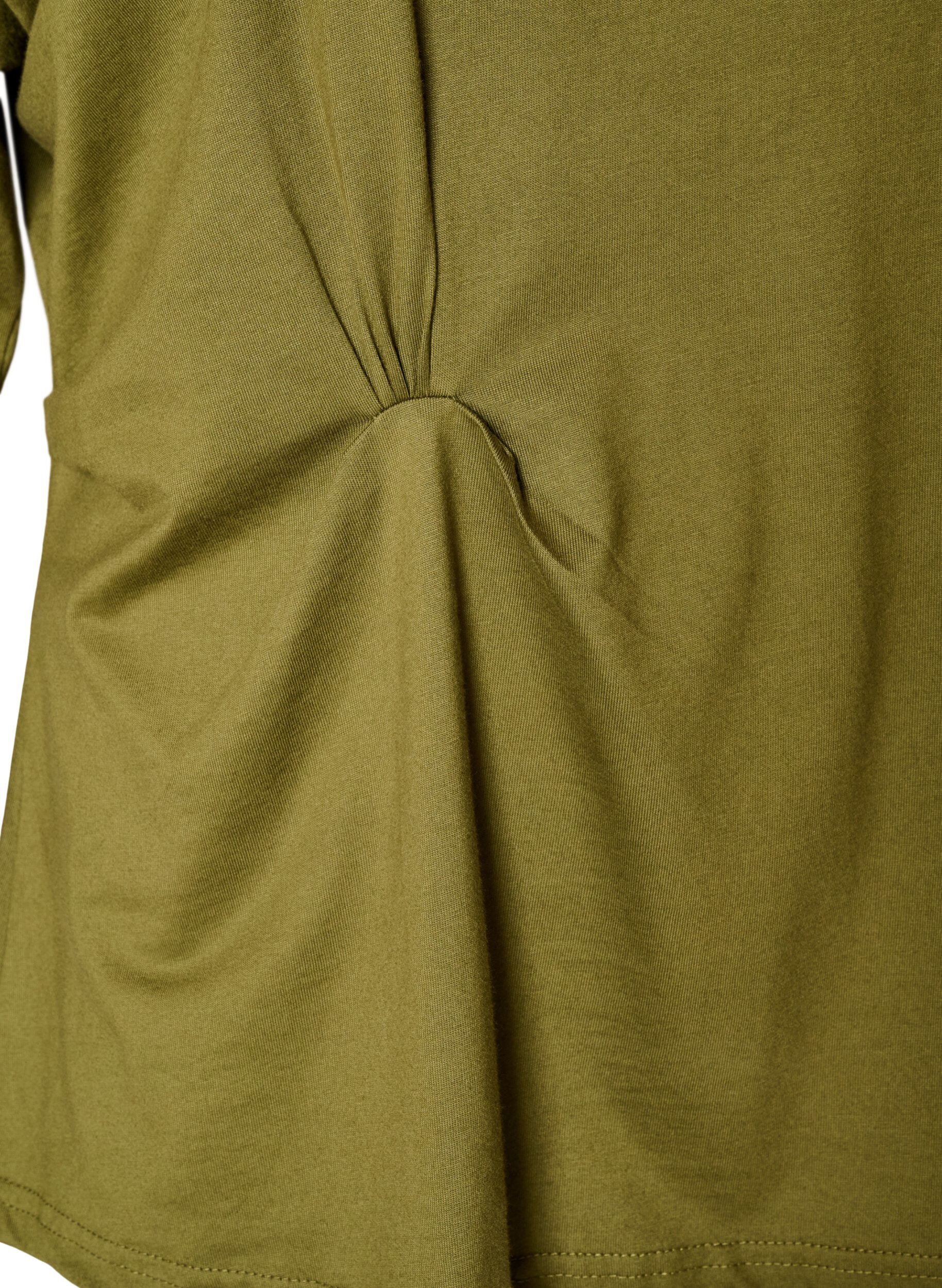 ZizziT-shirt met gedrapeerd detail, Groen, Packshot image number 3
