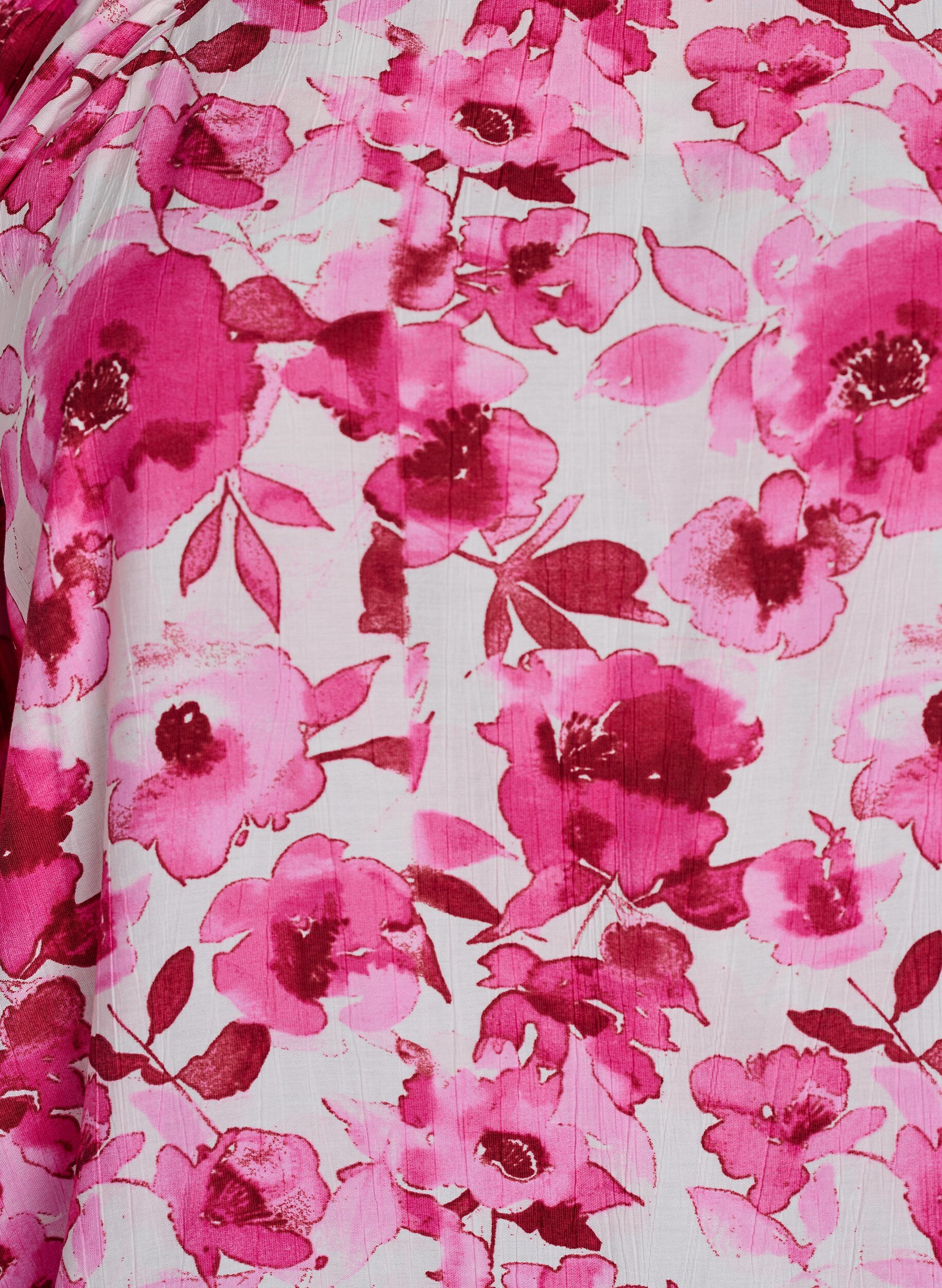 Zizzi Viscose blouse met een vierkante hals en 3/4-mouwen, Roze, Packshot image number 2