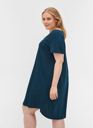 Katoenen pyjama jurk met korte mouwen en print, Reflecting Pond Blac, Model image number 1