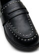 Wide fit - Leren loafers met studs, Zwart, Packshot image number 3