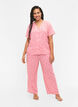 Los vallende viscose broek met all-over print, Pink Icing W. hearts, Model image number 0