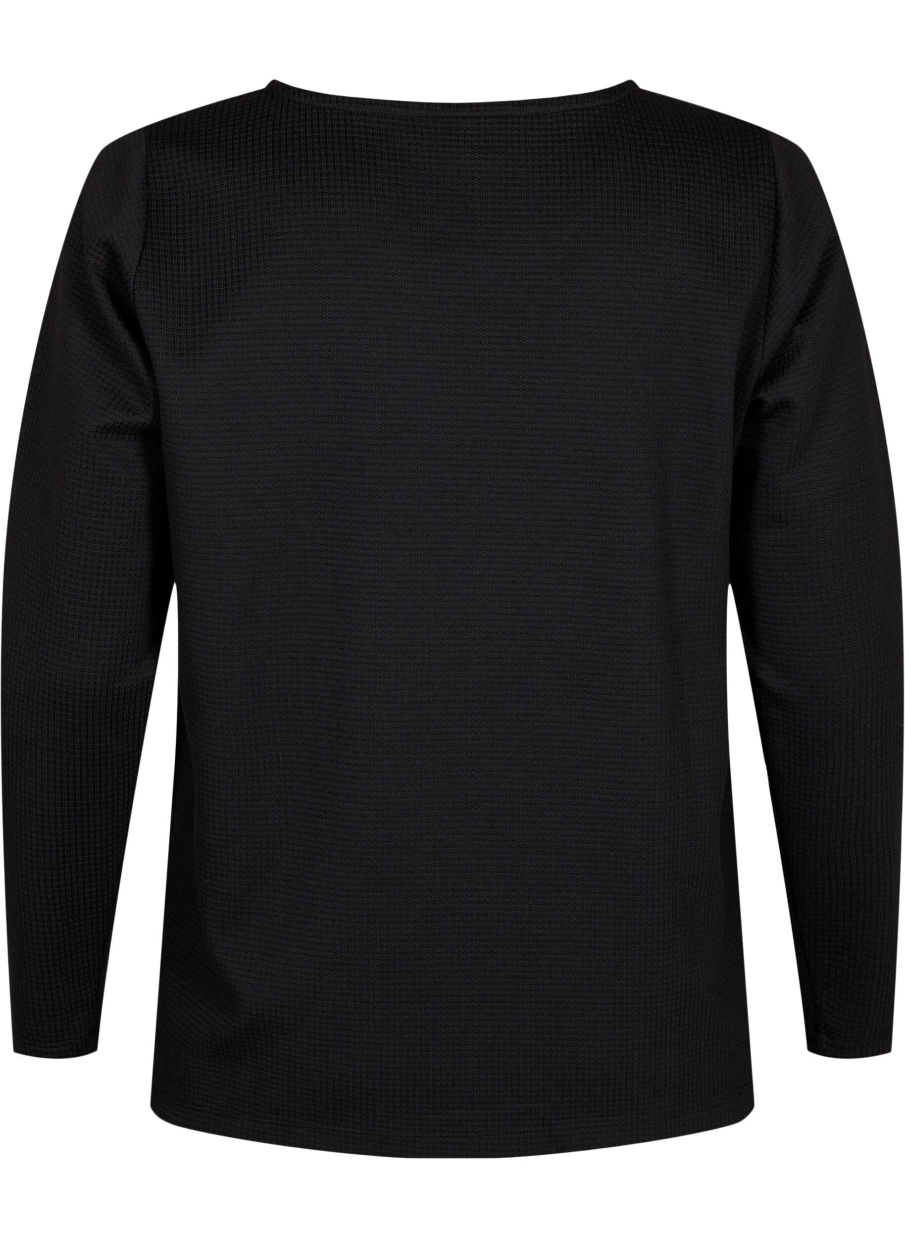 Zizzi A-lijn blouse met textuur, Black, Packshot image number 1