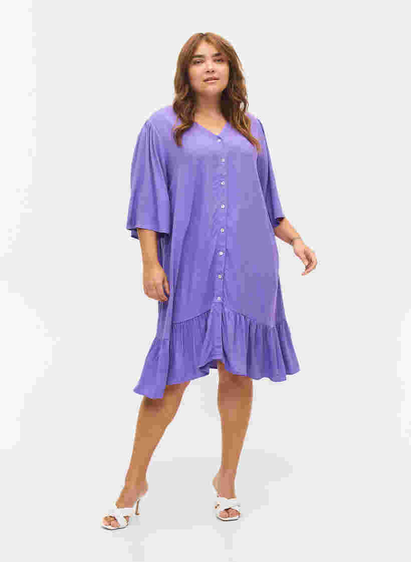 Viscose blouse jurk met korte mouwen, Passion Flower, Model image number 2