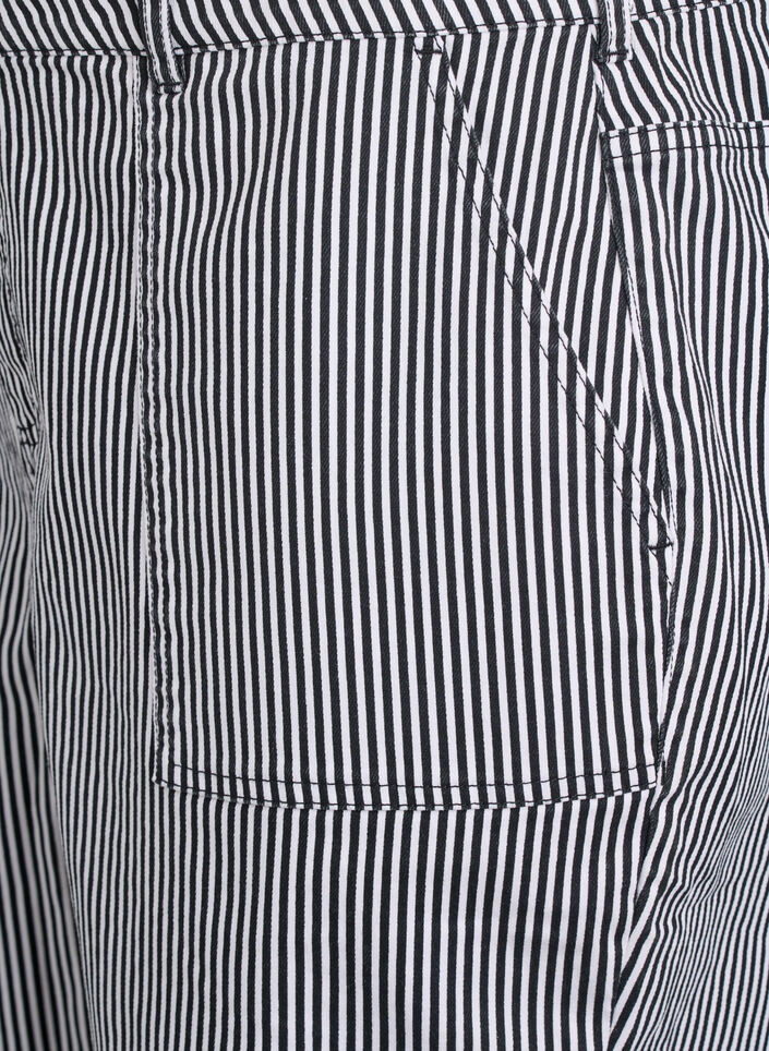 Gestreepte bermudashorts met hoge taille, Zwart, Packshot image number 2