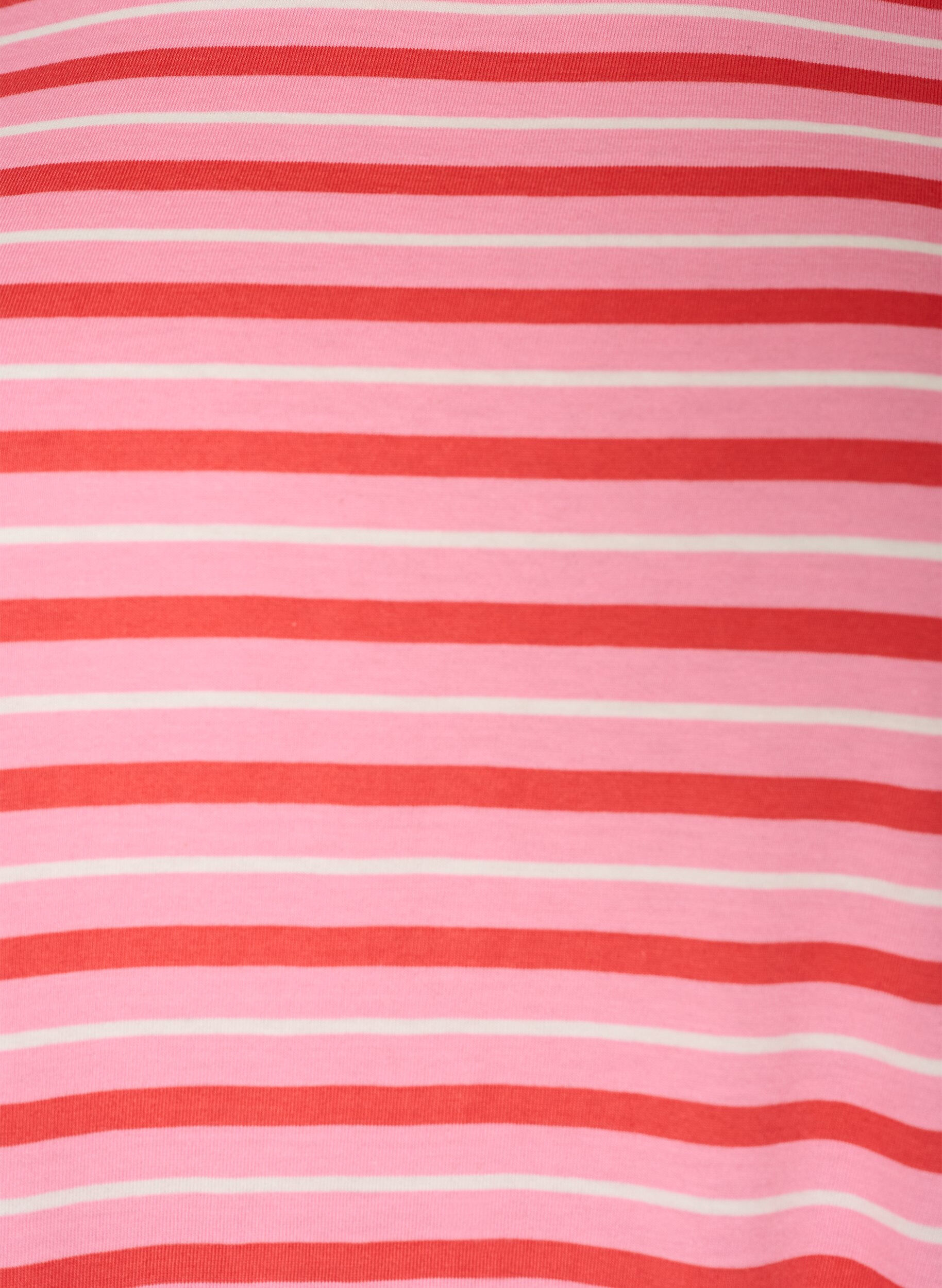 ZizziLang oversized gestreept T-shirt in biologische katoen, Roze, Packshot image number 2