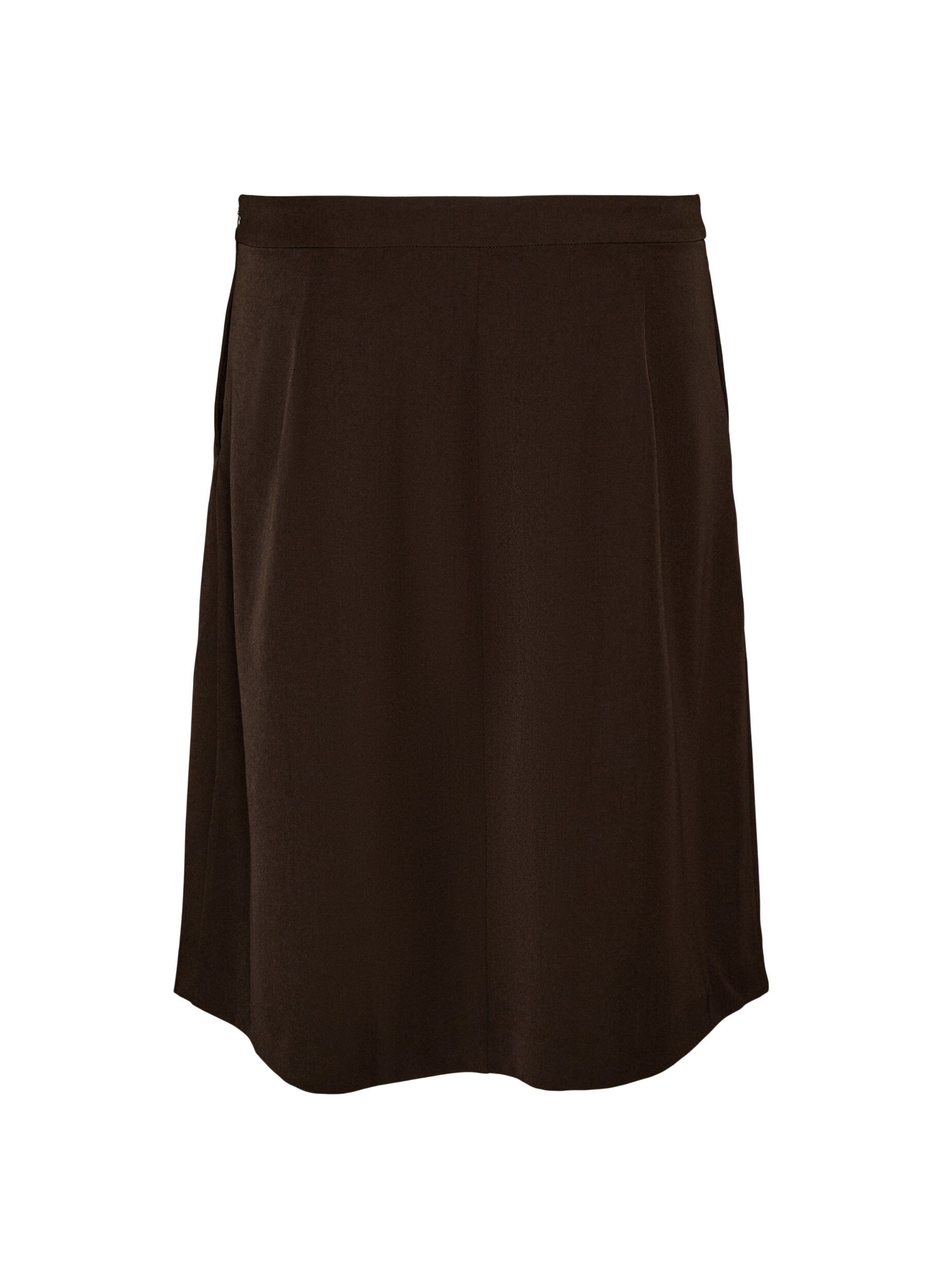 ZizziA-lijn rok tot de knie, Bruin, Packshot image number 1