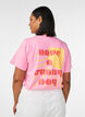 Biologisch katoenen T-shirt met tekstmotief, Roze, Model image number 2