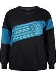 Sweatshirt met sportieve print, Black Comb