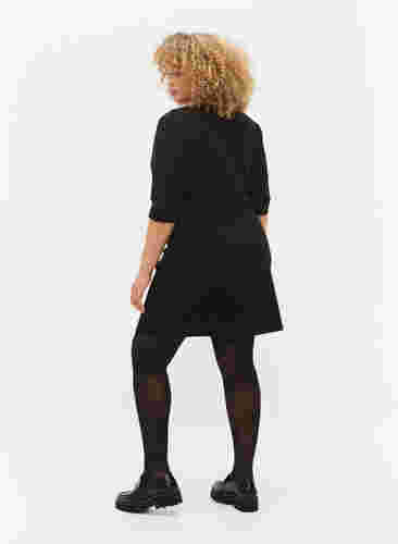 Effen jurk met 3/4-mouwen en split, Black, Model image number 1