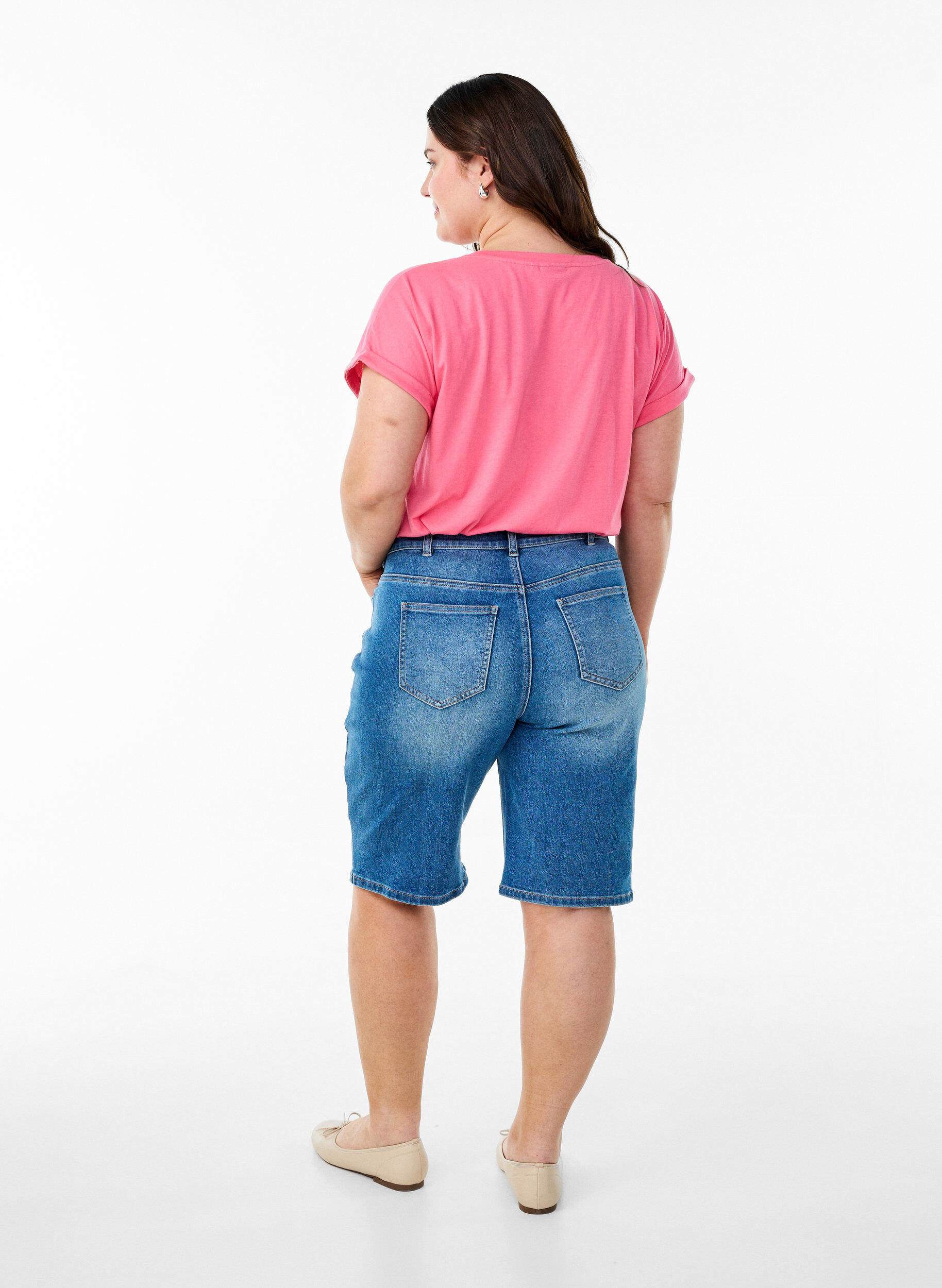 ZizziT-shirt met korte mouwen van katoenmix, Roze, Model image number 2