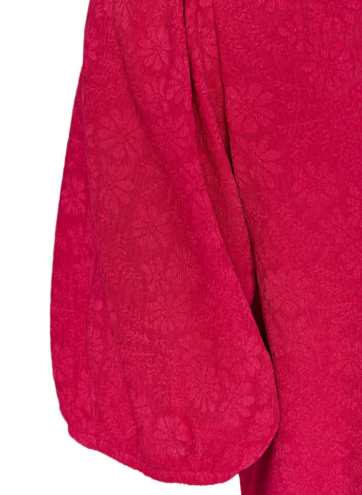 Blouse met textuur en korte mouwen, Roze, Packshot image number 3