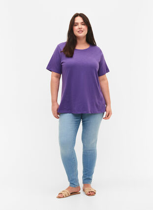 Set van 2 basic t-shirts in katoen, Deep Lavender/Black, Model image number 2