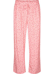 Los vallende viscose broek met all-over print, Pink Icing W. hearts