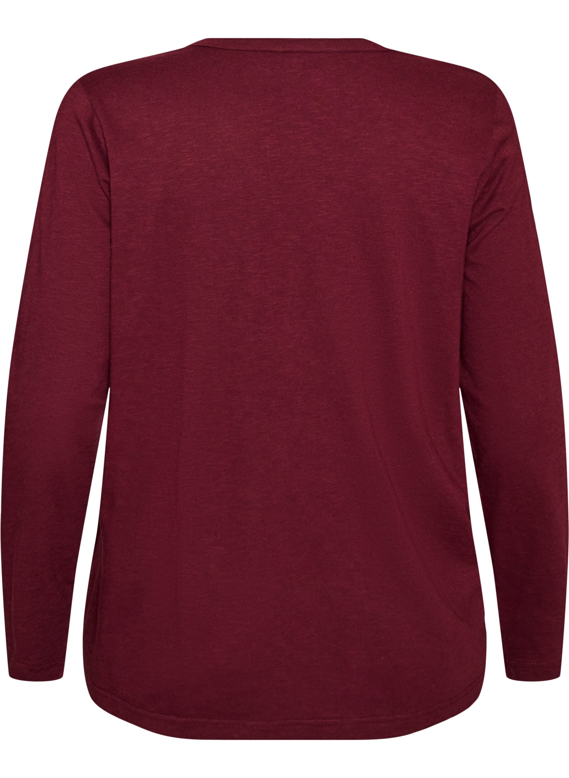 ZizziT-shirt met lange mouwen, V-hals en knopen, Rood, Packshot image number 1