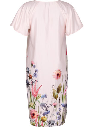 Midi-jurk met bloemenprint en korte mouwen, White Sand, Packshot image number 1