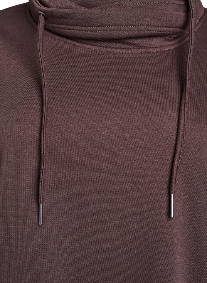 Sweatshirt met hoge kraag en zakken, Bruin, Packshot image number 2