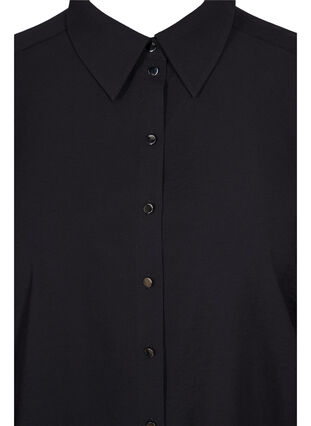 Effen viscose hemd met lange mouwen, Black, Packshot image number 2