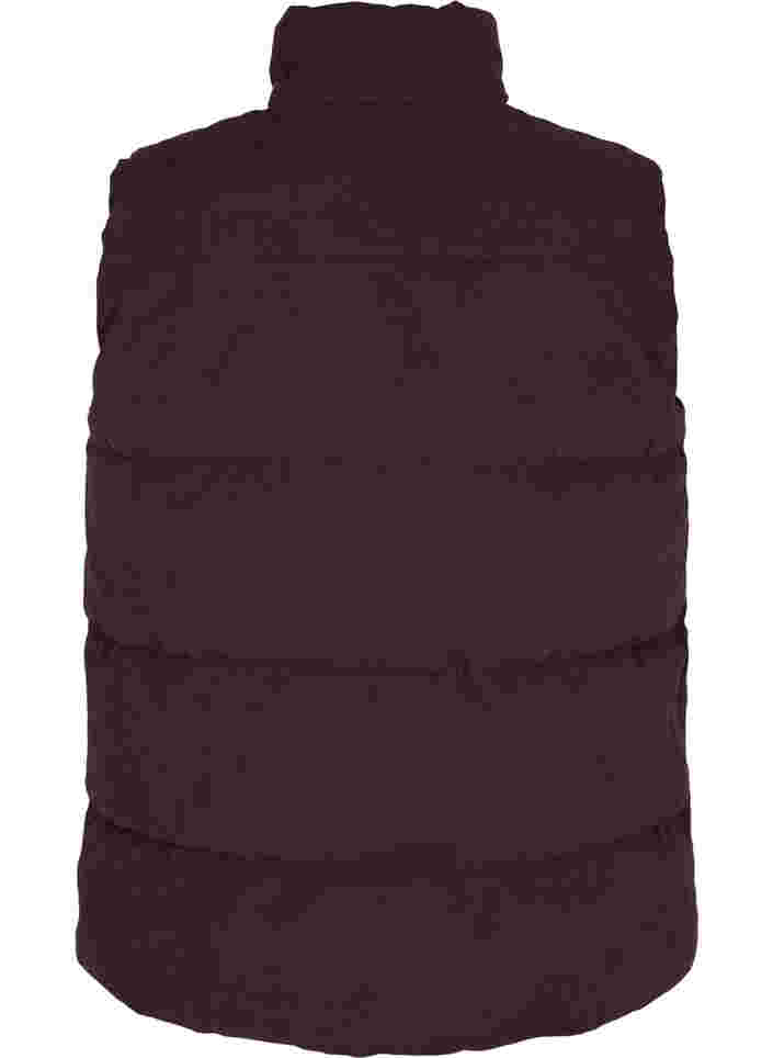 Kort vest met hoge kraag en zakken, Black Coffee, Packshot image number 1