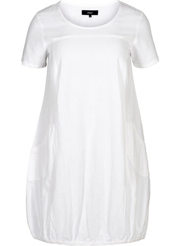 Katoenen jurk met korte mouwen, White, Packshot image number 0