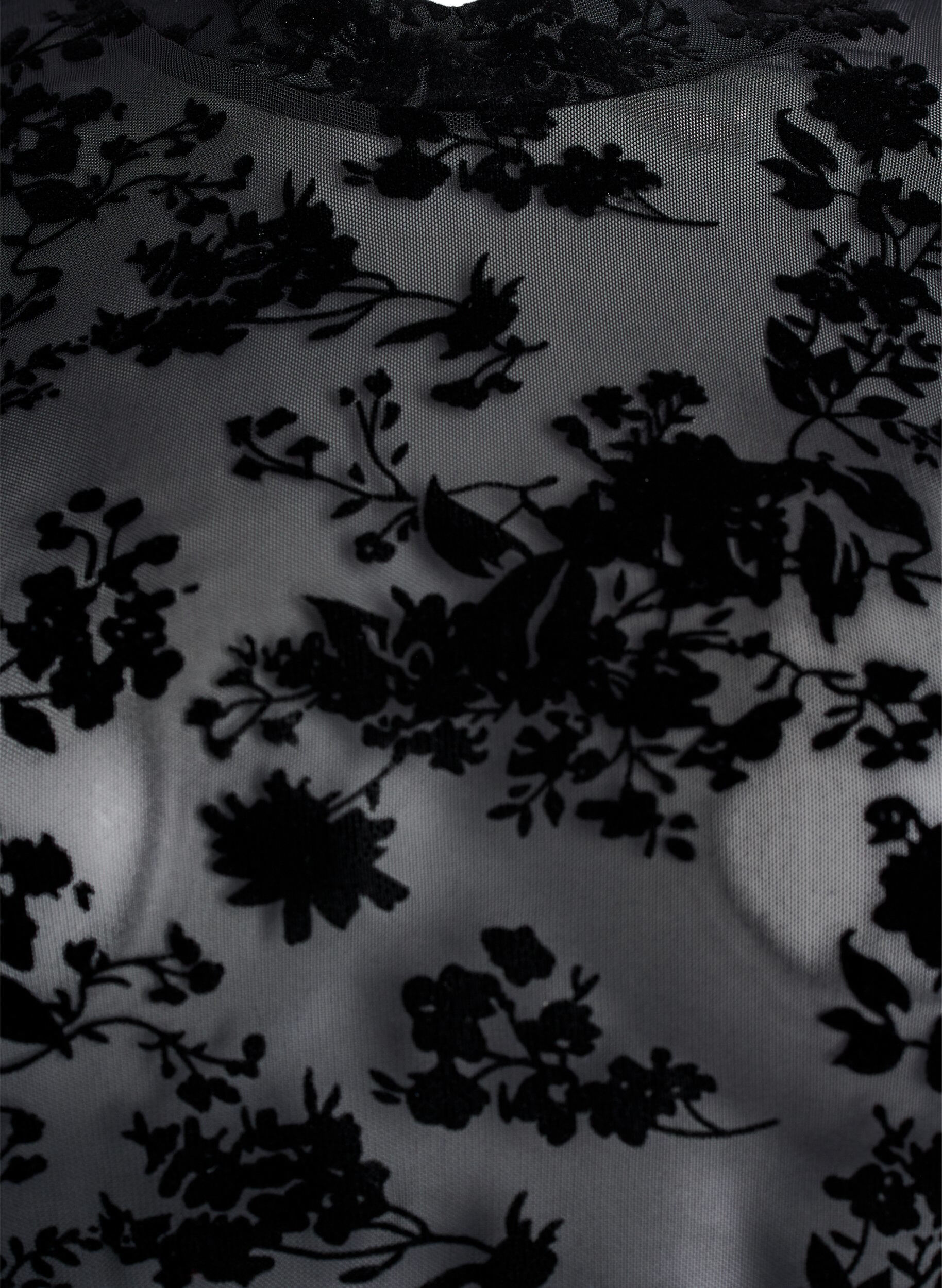 ZizziMesh blouse met bloemenpatroon, Zwart, Packshot image number 2