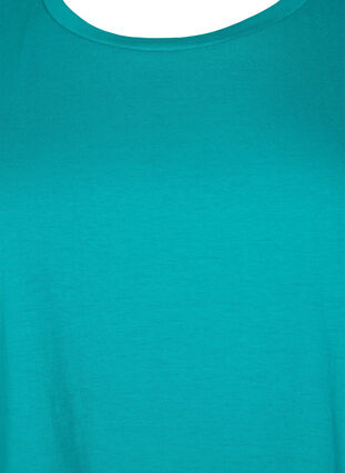 T-shirt met korte mouwen van katoenmix, Teal Blue, Packshot image number 2