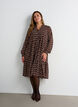Jurk met all-overprint en een rucheslaag, Bruin, Model image number 0