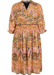 Midi-jurk met print, smock en 3/4-mouwen, Colorful Ethnic