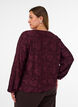 Doorschijnende blouse met bloemenstructuur en lange mouwen, Rood, Model image number 2