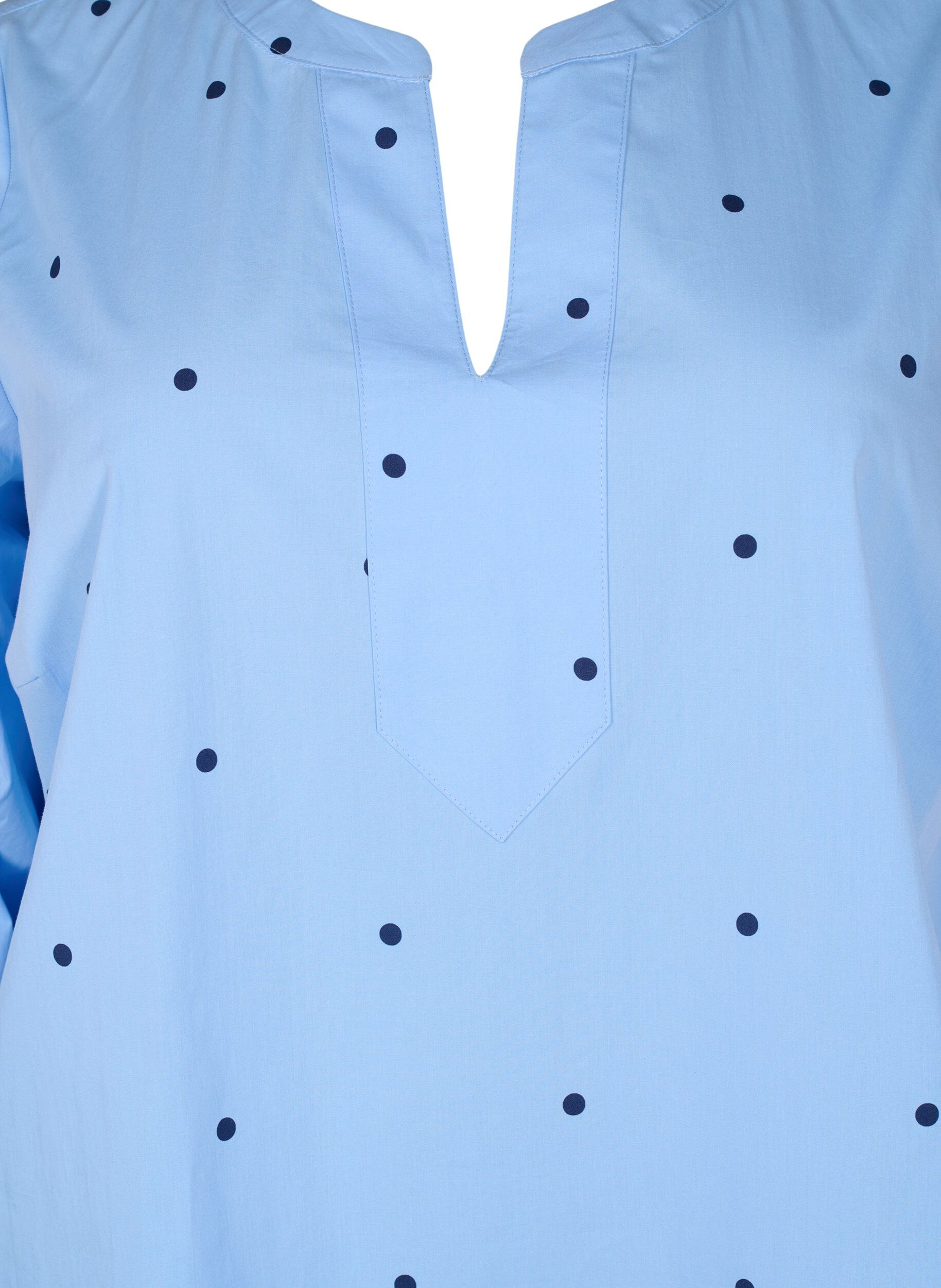 Zizzi Jurk met polka dots en lange mouwen, Blauw, Packshot image number 2
