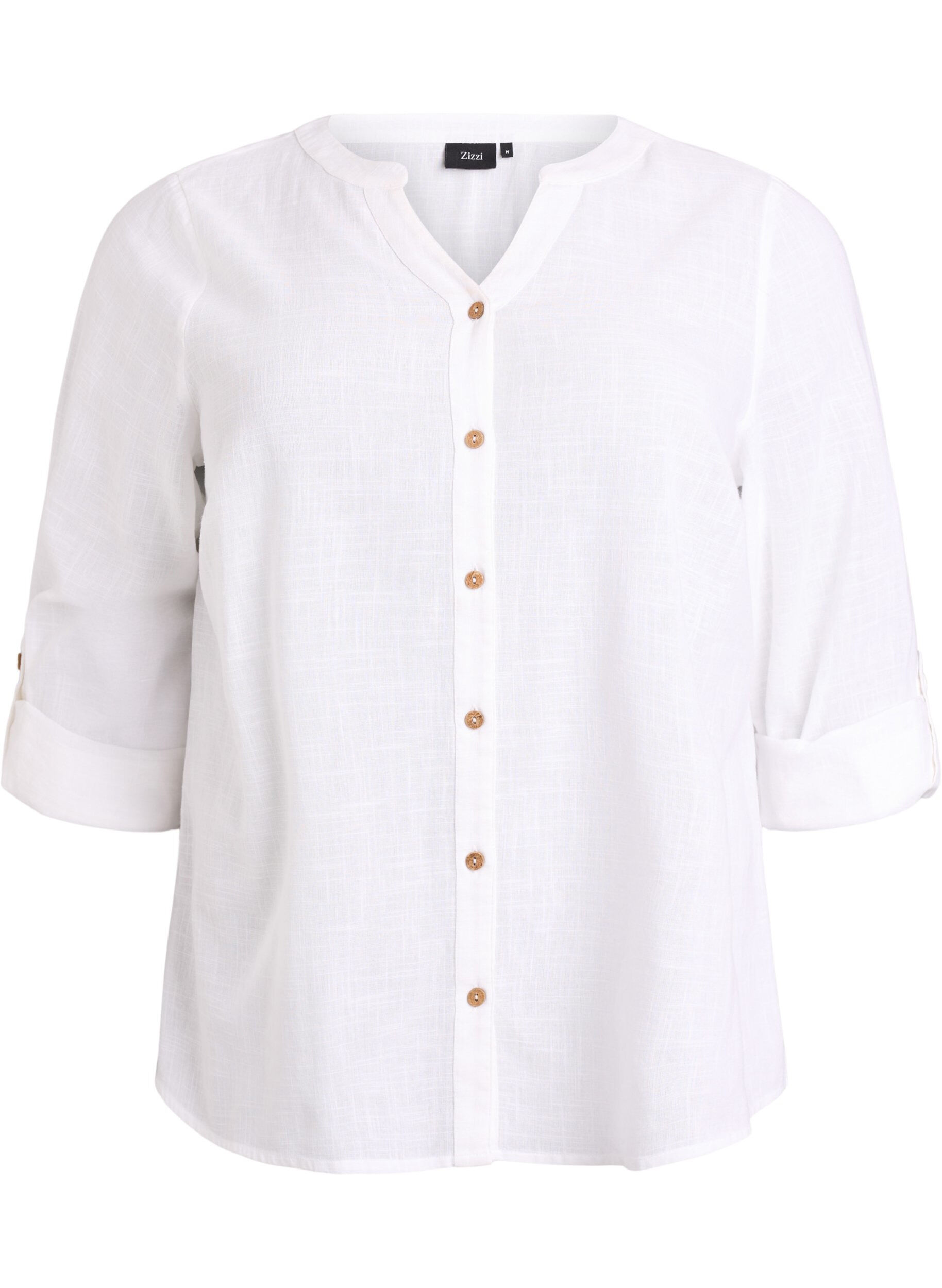 Katoenen blouse met V-hals