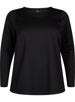 A-lijn blouse met textuur, Black, Packshot image number 0