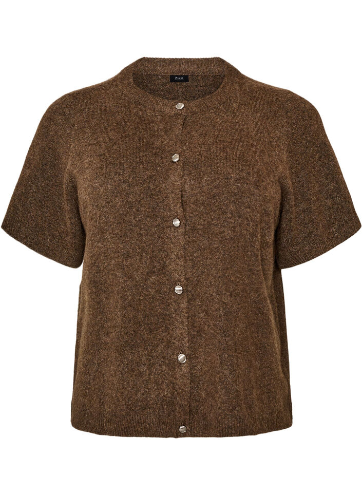 Gebreid vest met korte mouwen, Bruin, Packshot image number 0
